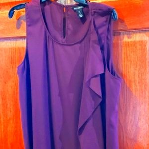 WHBM NWOT Wine - Burgundy Asymmetrical Tank XL